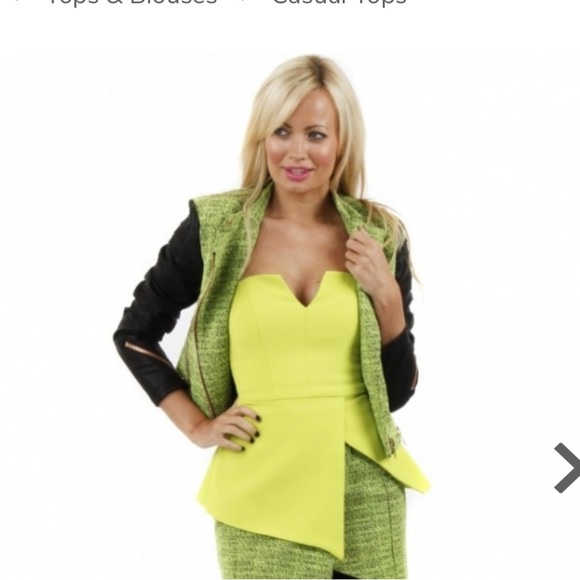Finders Keepers Lime Green Asymmetrical Strapless Blouse - Picture 5 of 5